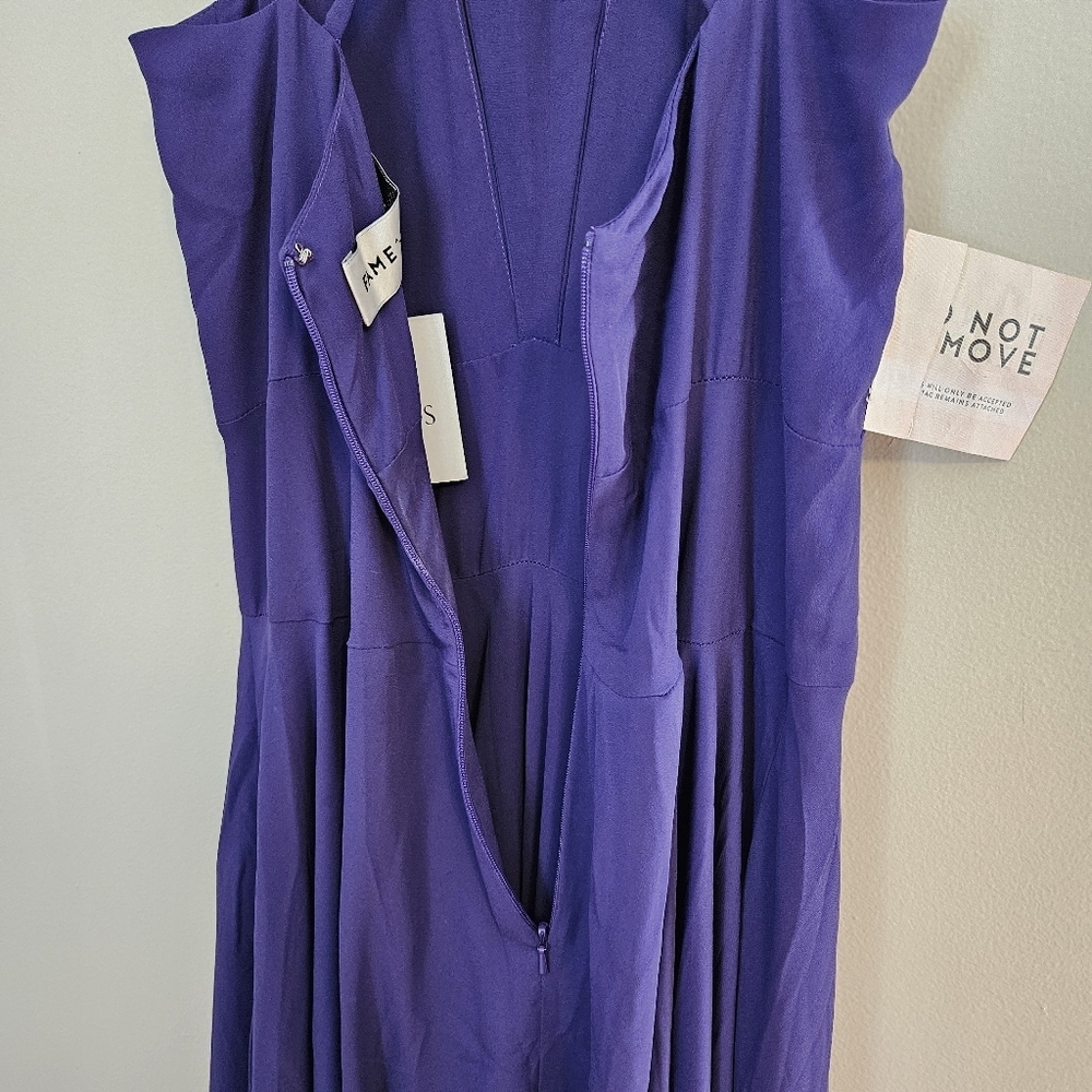 Fame and Partners Gown Purple Maxi Dress Cutouts Sleeveless Formal Slit Womens 6 - Picture 9 of 11
